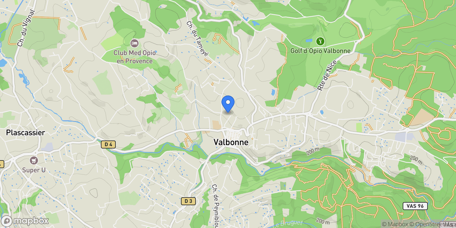 Map showing Valbonne, Provence-Alpes-Côte d'Azur, France.
