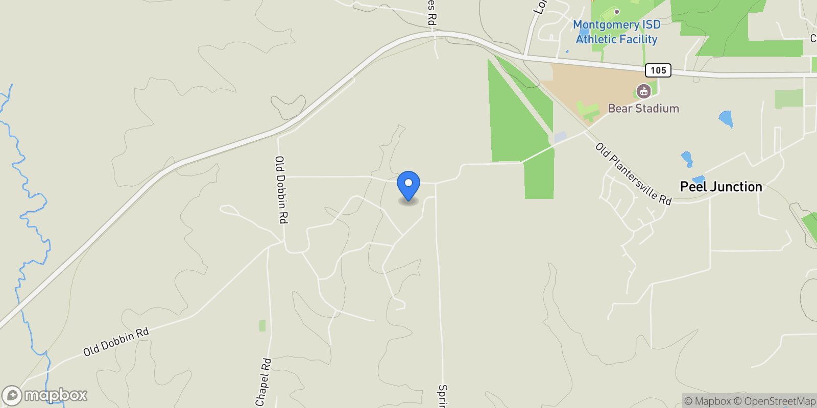 Map showing 23981 Old Dobbin Plantersville Road, Montgomery, TX 77316, Montgomery, Texas, United States.