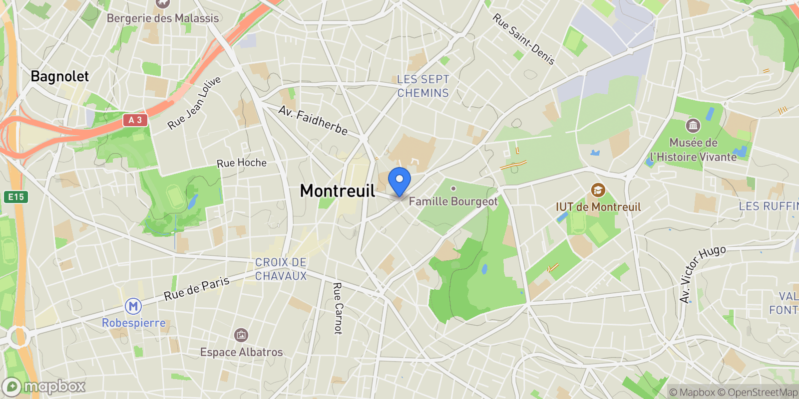 Map showing Montreuil, Île-de-France, France.