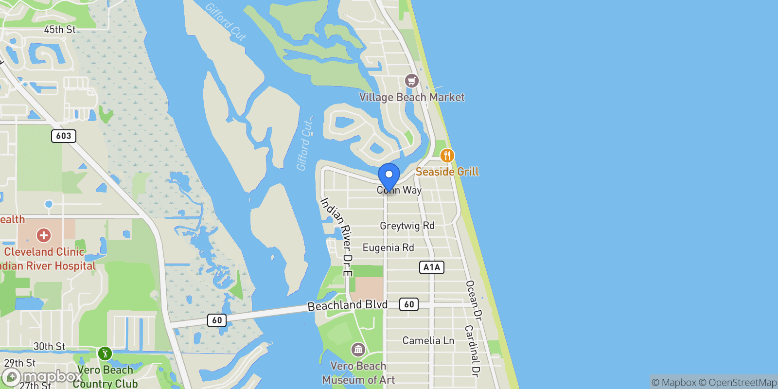 Map showing 506 Conn Way, Vero Beach, FL, 32963, USA, Vero Beach, Florida, United States.