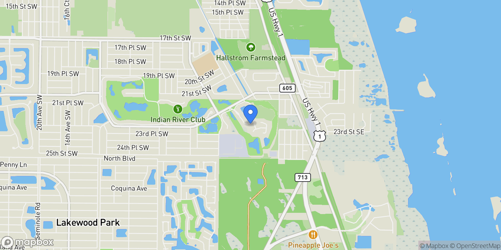 Map showing 233 Oak Hammock, Vero Beach, FL, 32962, USA, Vero Beach, Florida, United States.