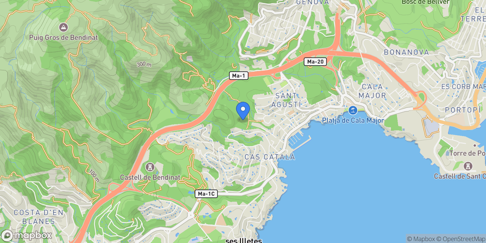 Map showing Cas Catala, Palma de Mallorca, BALEARES, Palma de Mallorca, Cas Catala, Calvia, Balearic Islands.