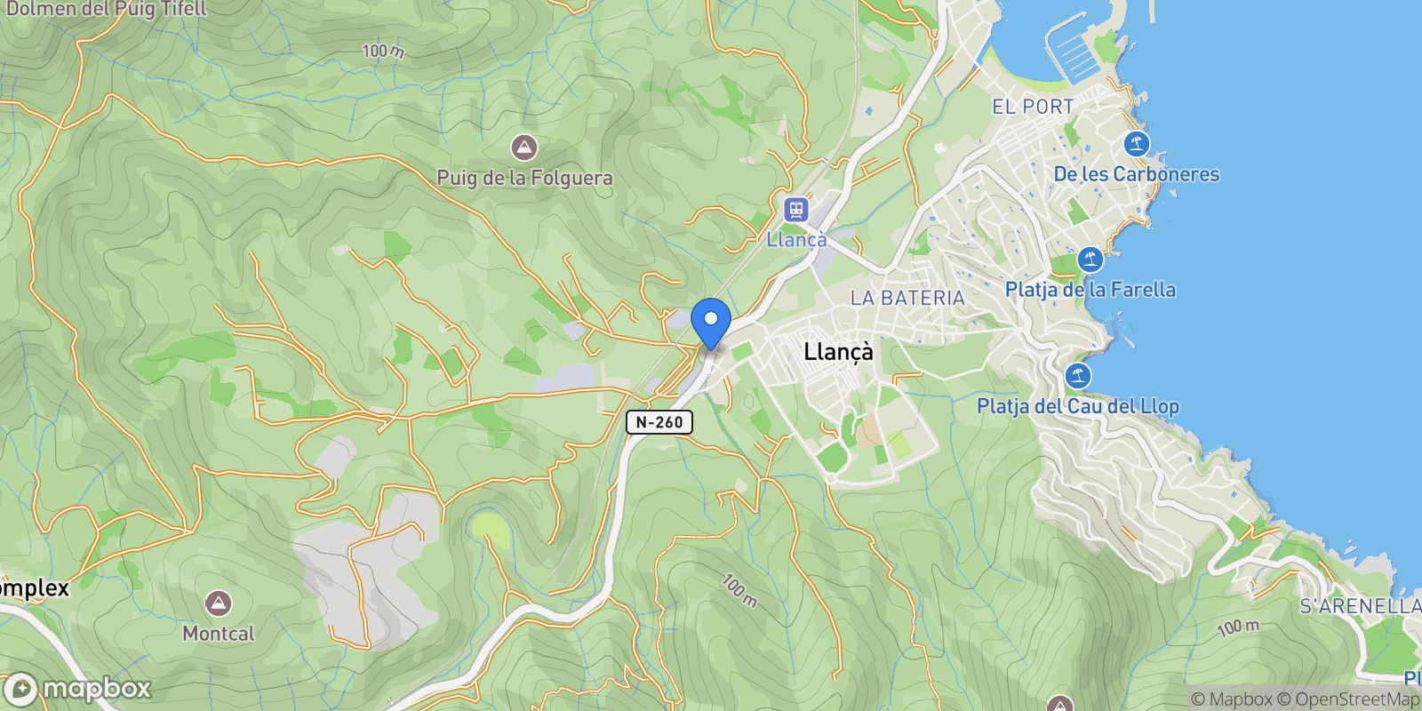 Map showing 17490 Llançà, Girona, Spain, Llanca, Catalonia, Spain.