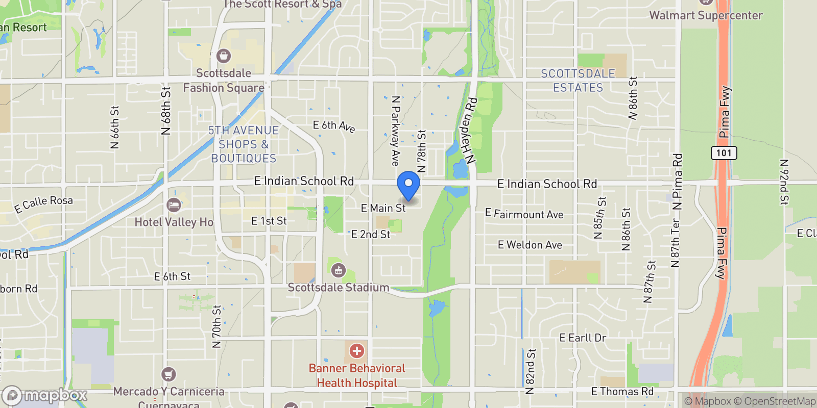 Map showing 7788 E MAIN Street #1015, Scottsdale, Arizona, United States.