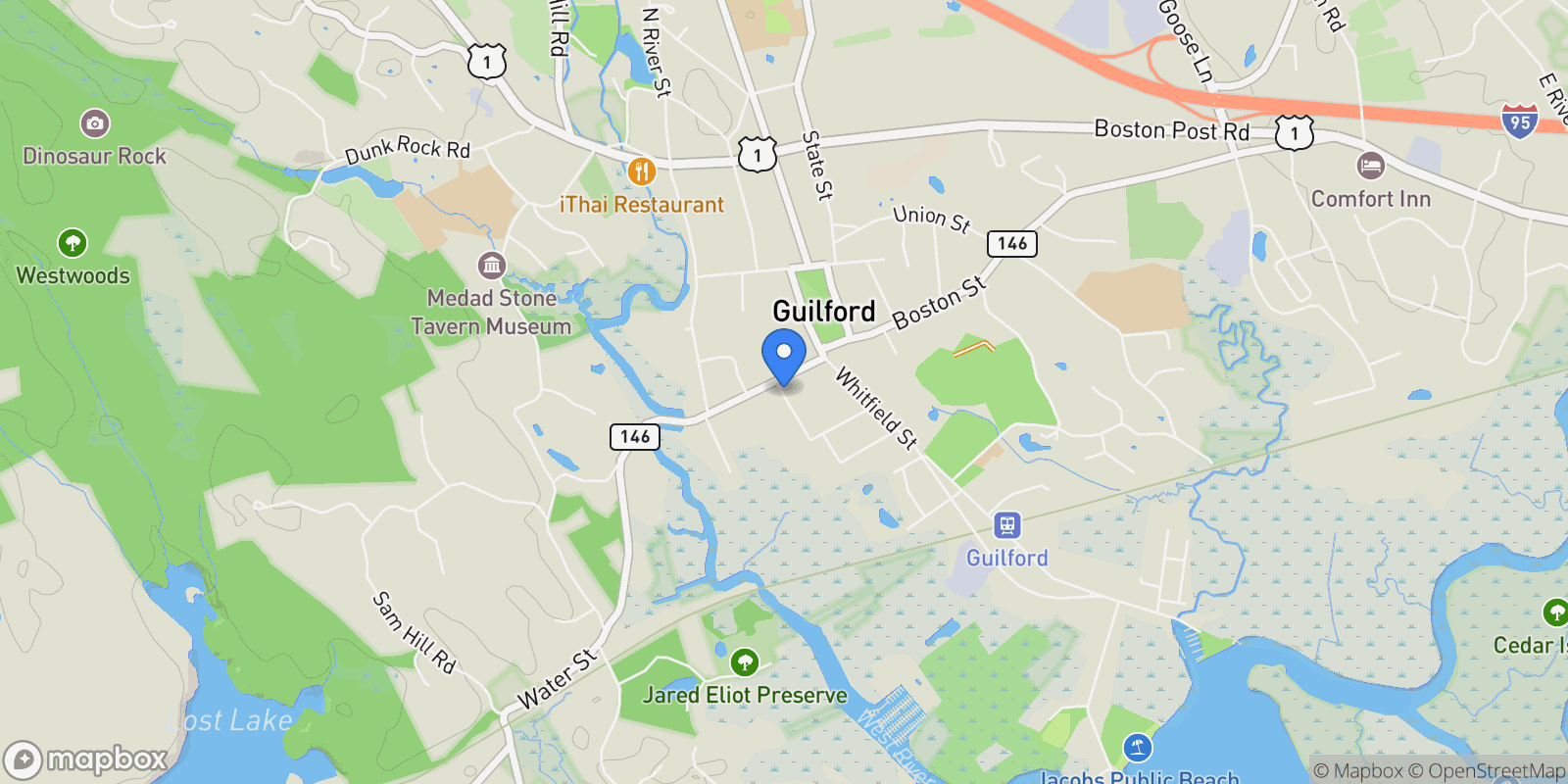 Map showing 76 Sachem Head Rd, Guilford, Connecticut, United States.