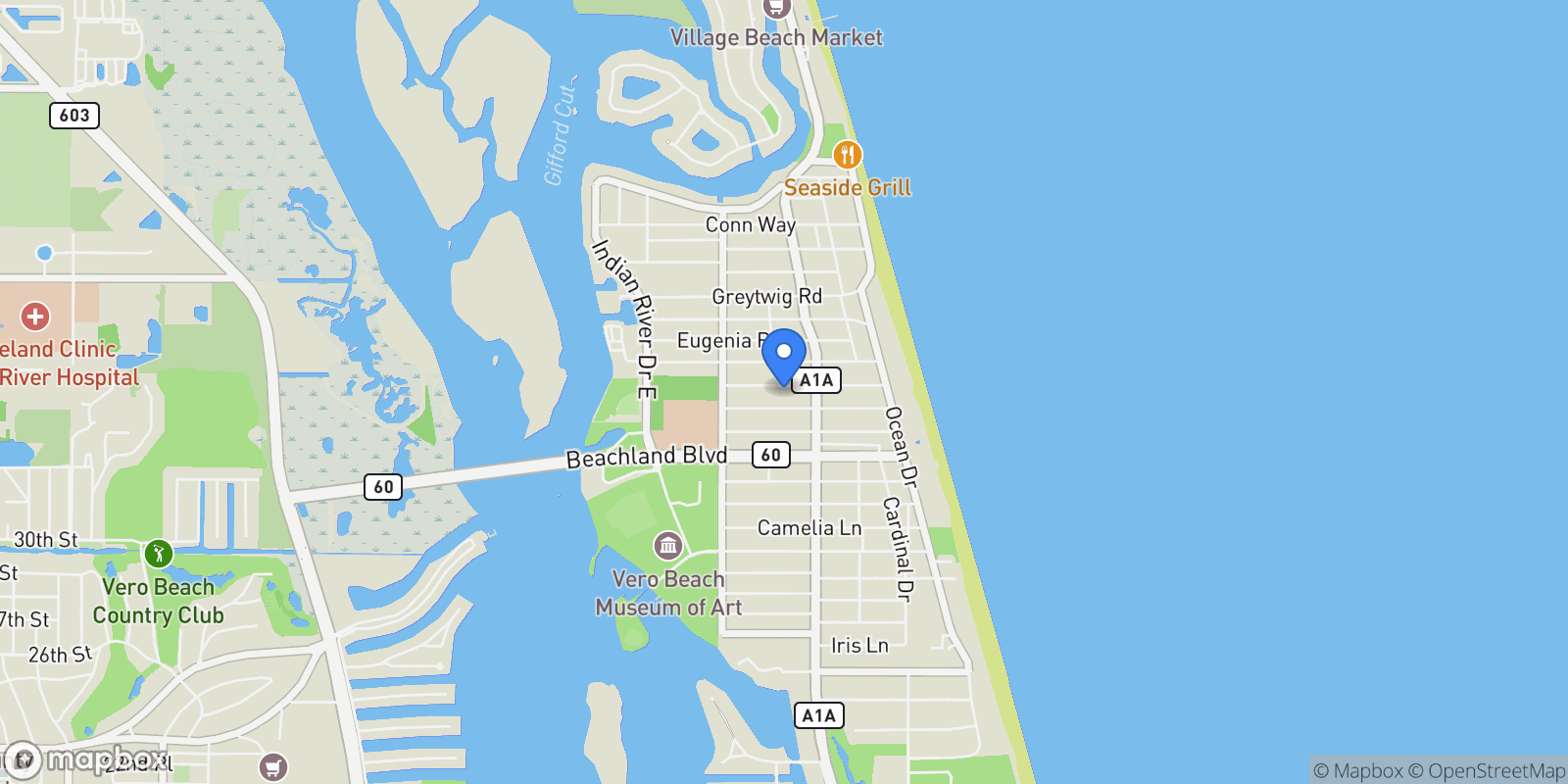 Map showing 636 Cypress Road, Vero Beach, FL, 32963, USA, Vero Beach, Florida, United States.