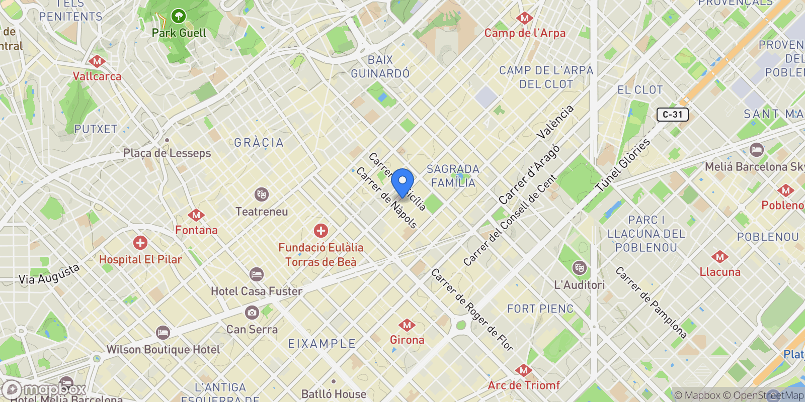 Map showing Dreta de l´Eixample, Barcelona, BARCELONA, Barcelona, Eixample, Barcelona, Spain.