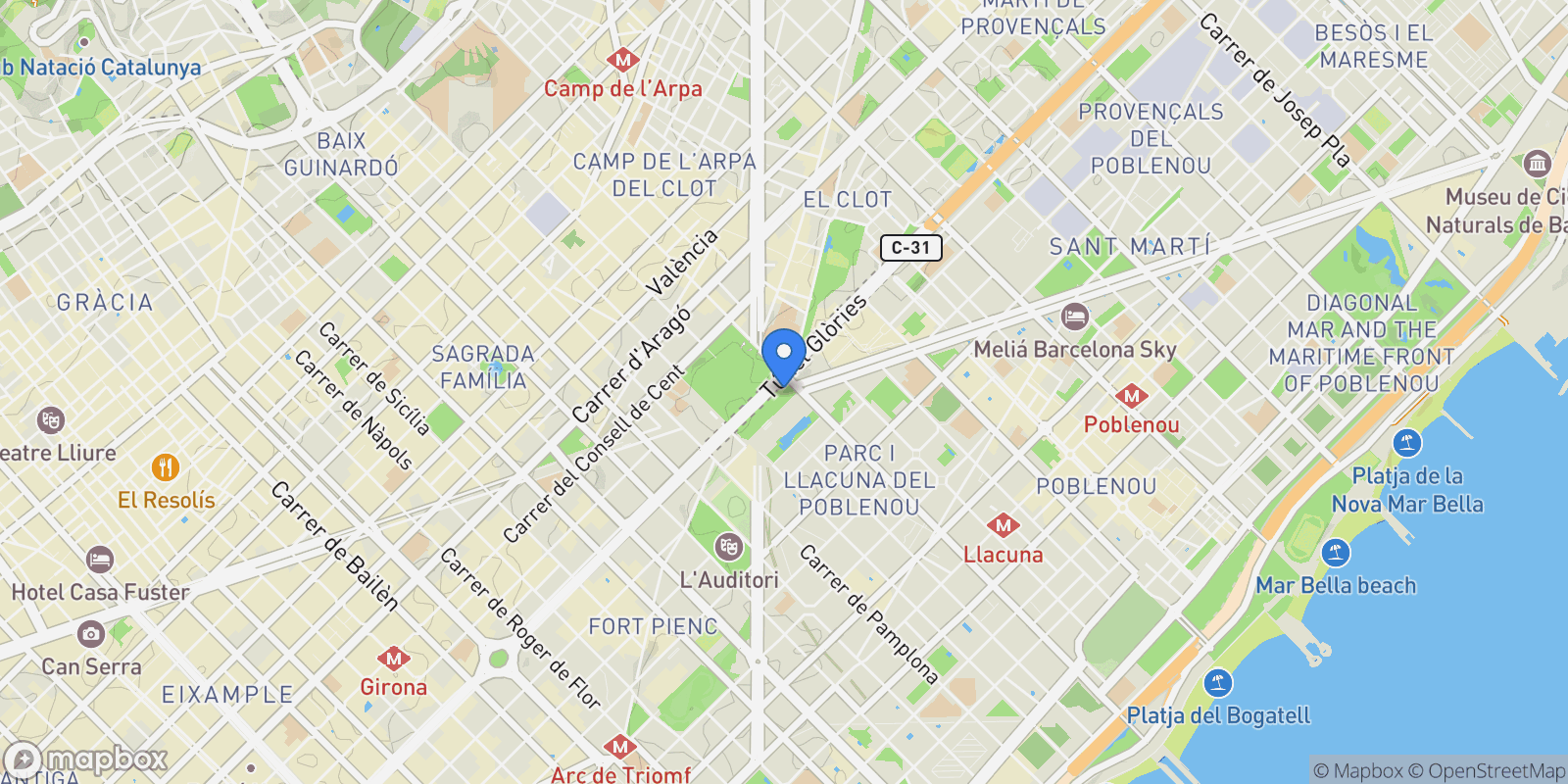 Map showing Dreta de l´Eixample, Barcelona, BARCELONA, Barcelona, Sant Marti, Barcelona, Spain.