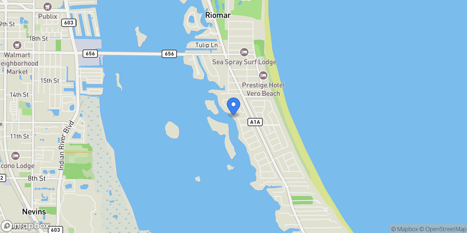Map showing 1261 Indian Mound Trail, Vero Beach, FL, 32963, USA, Vero Beach, Florida, United States.