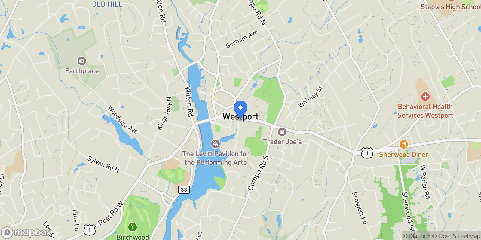 Map showing 14 Owenoke Park, Westport, Connecticut, United States.