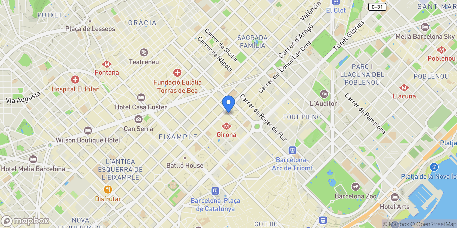 Map showing Dreta de l´Eixample, Barcelona, BARCELONA, Barcelona, Eixample, Barcelona, Spain.