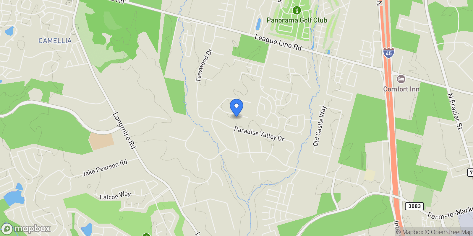 Map showing 10332 Hunter Creek Lane, Conroe, TX 77304, Conroe, Texas, United States.