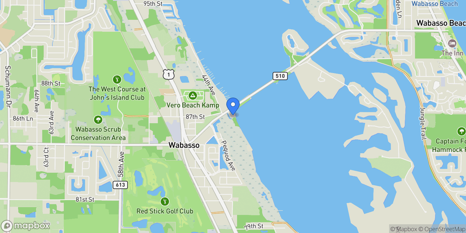 Map showing 8680 Shore Lane, Vero Beach, FL, 32967, USA, Vero Beach, Florida, United States.