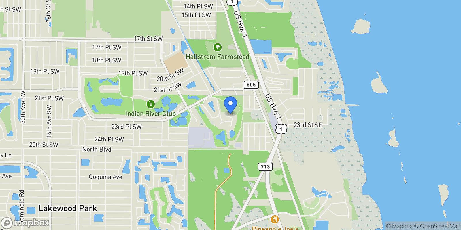 Map showing 2280 Pine Valley Road, Vero Beach, FL, 32962, USA, Vero Beach, Florida, United States.
