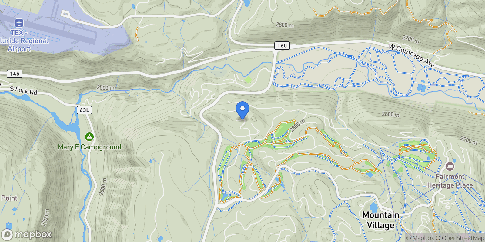 Map showing 121 Adams Way , Mountain Village, CO 81435, Mountain Village, Colorado, United States.