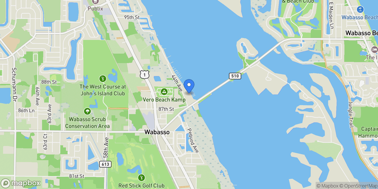 Map showing 8820 44th Avenue, Sebastian, FL, 32958, USA, Sebastian, Florida, United States.