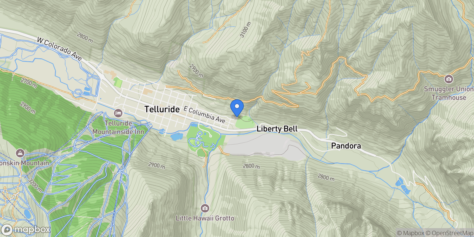 Map showing 980 Primrose Alley , Telluride, CO 81435, Mountain Village, Colorado, United States.