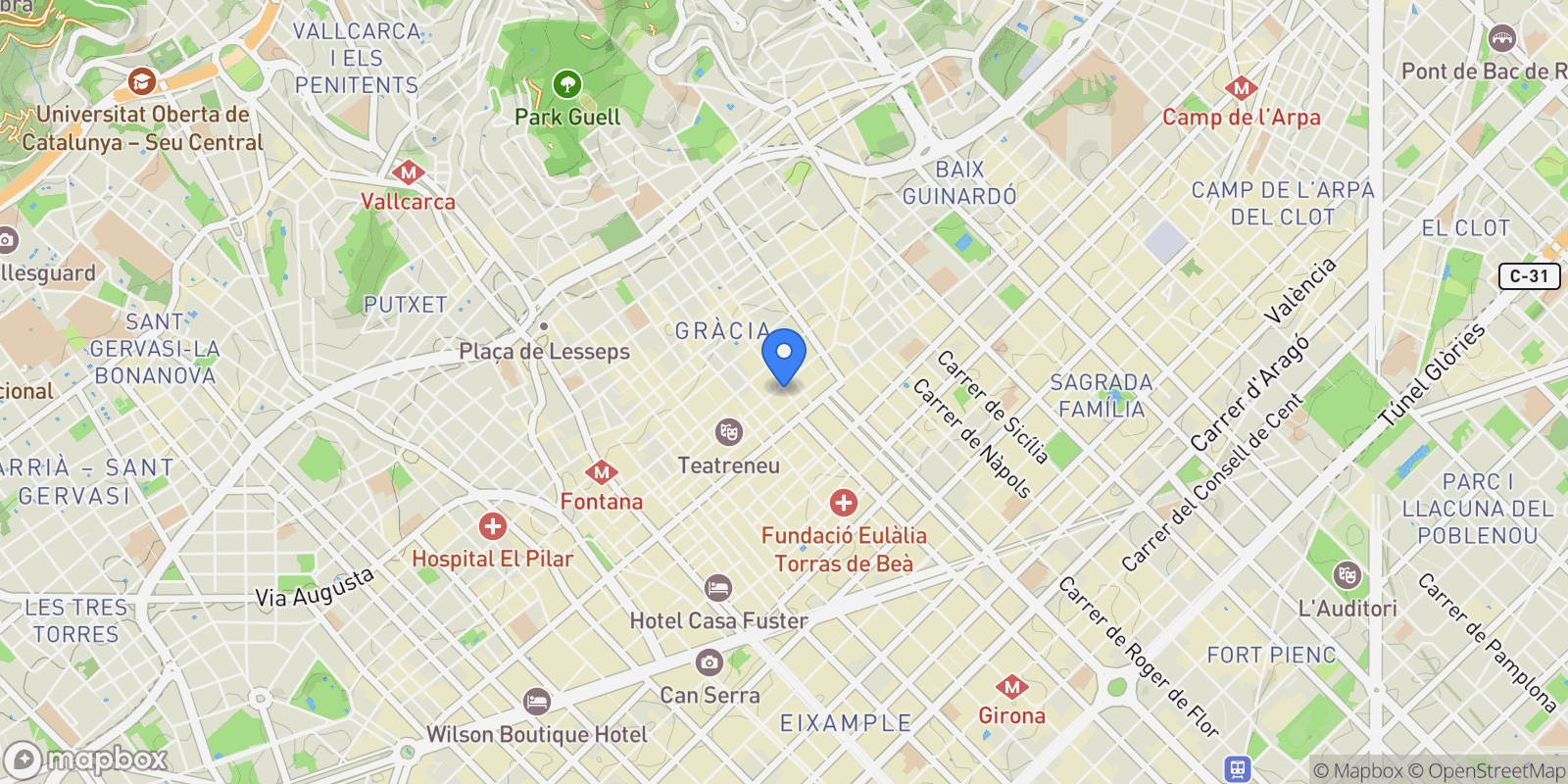 Map showing Vila de Gràcia, Barcelona, BARCELONA, Barcelona, Gracia, Barcelona, Spain.