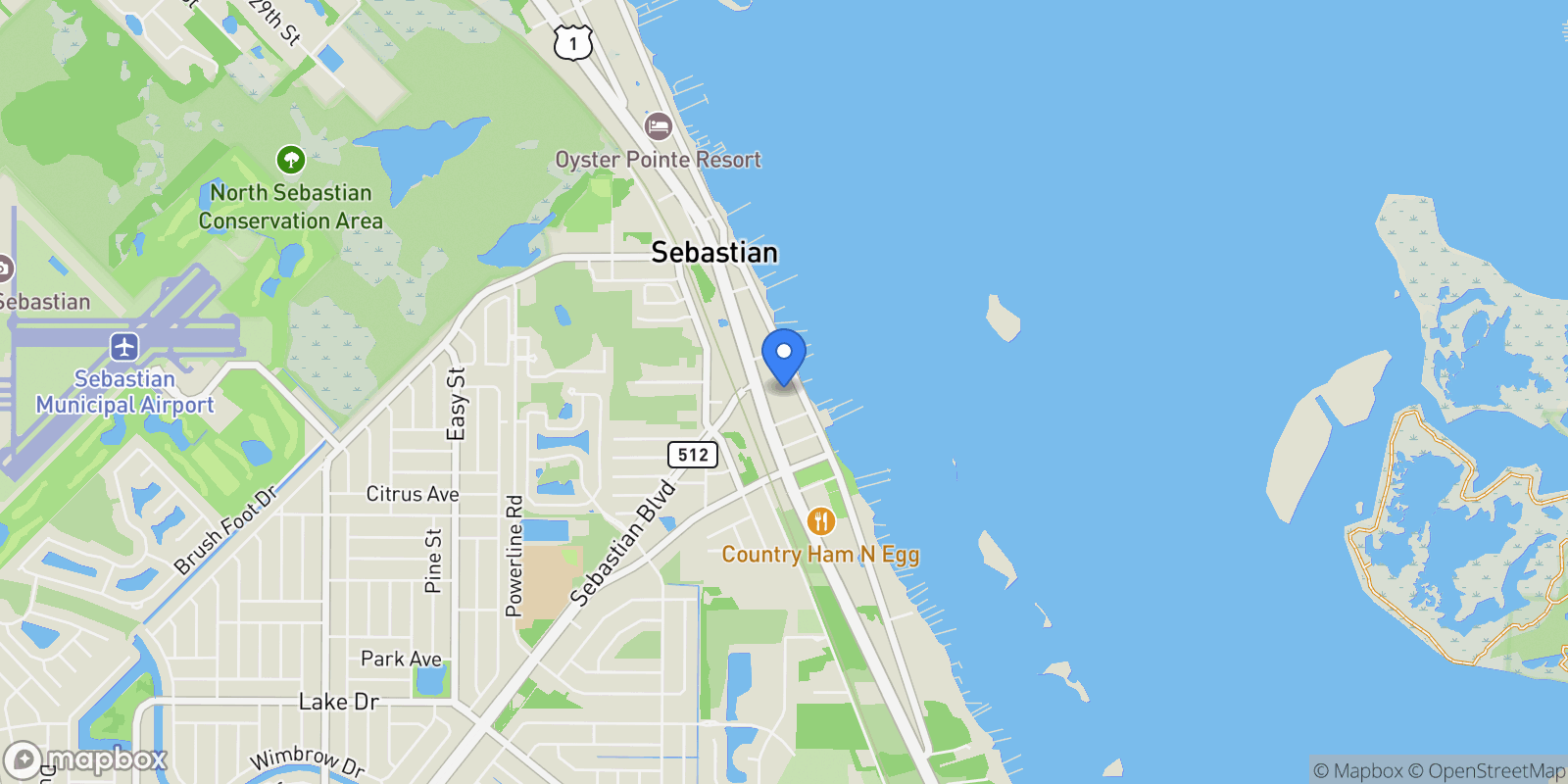 Map showing 925 Indian River Drive, Sebastian, FL, 32958, USA, Sebastian, Florida, United States.