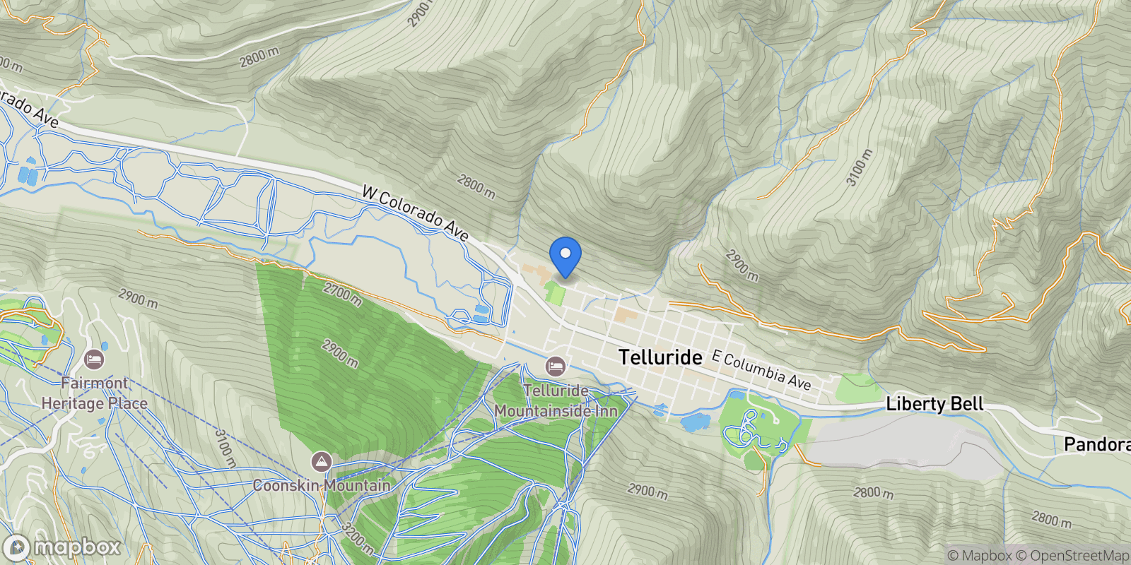 Map showing 737 W Galena Avenue , Telluride, CO 81435, Mountain Village, Colorado, United States.