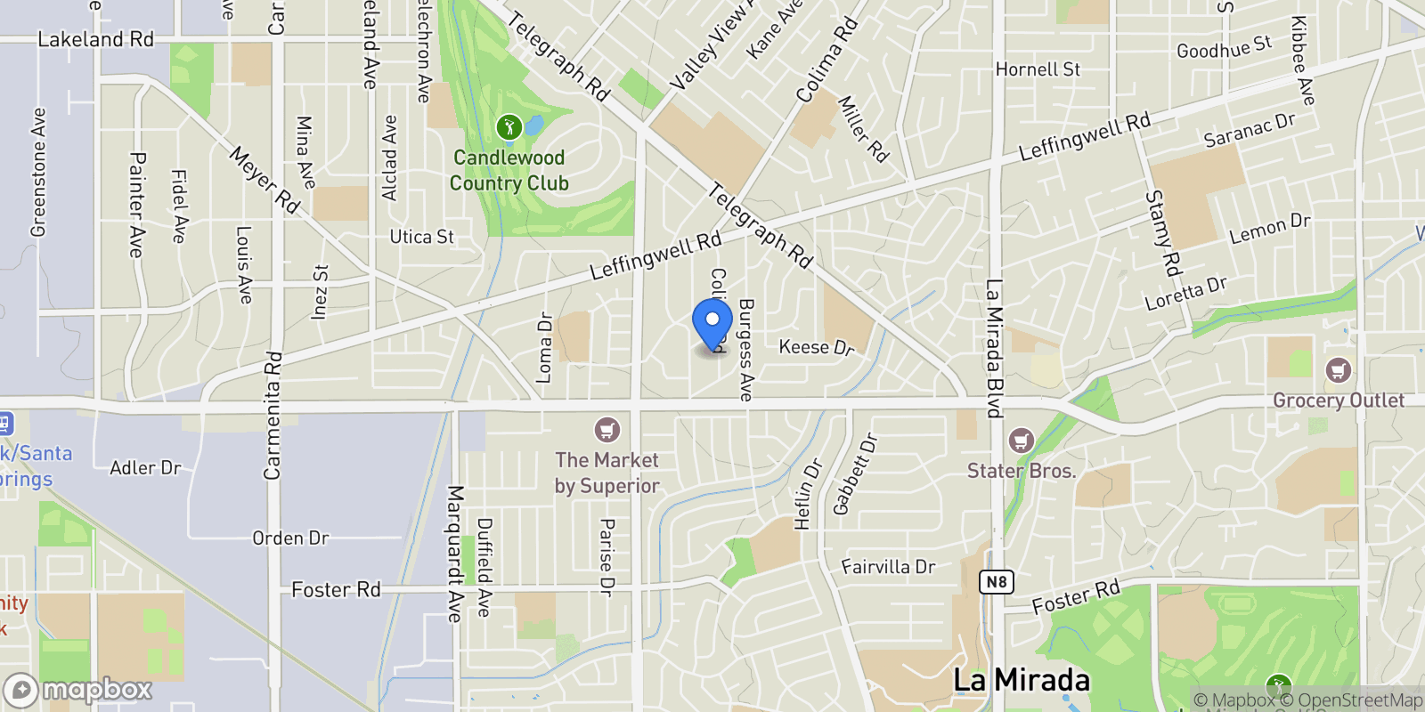 Map showing 12209 12205 Colima Road, Whittier, CA 90604, Whittier, California, United States.