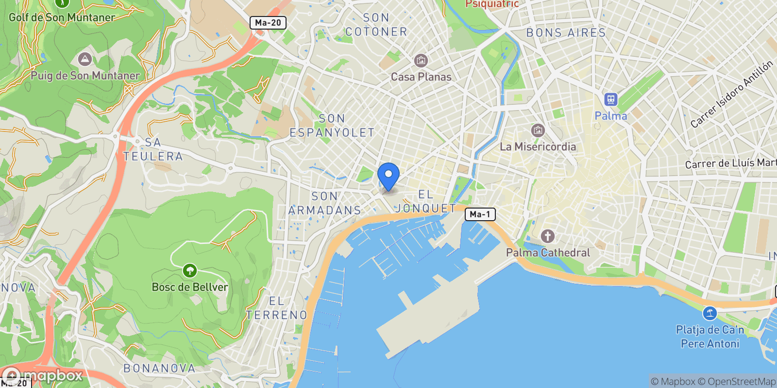 Map showing Santa Catalina, Palma de Mallorca, BALEARES, Palma de Mallorca, Palma, Balearic Islands, Spain.
