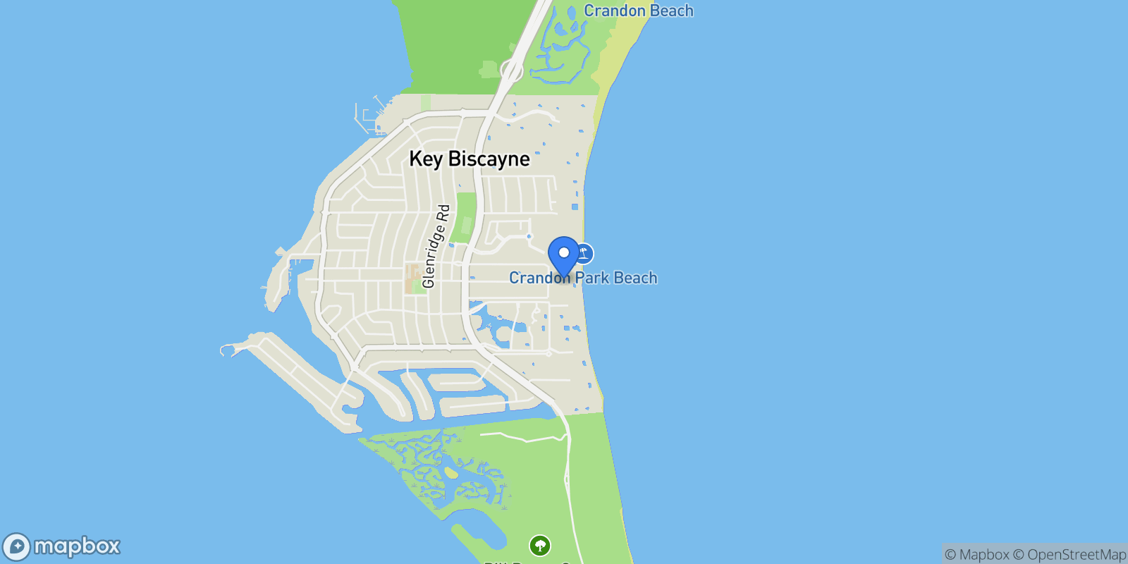 Map showing 609 Ocean Dr Unit# 8G, Key Biscayne, FL 33149, Key Biscayne, Florida, United States.