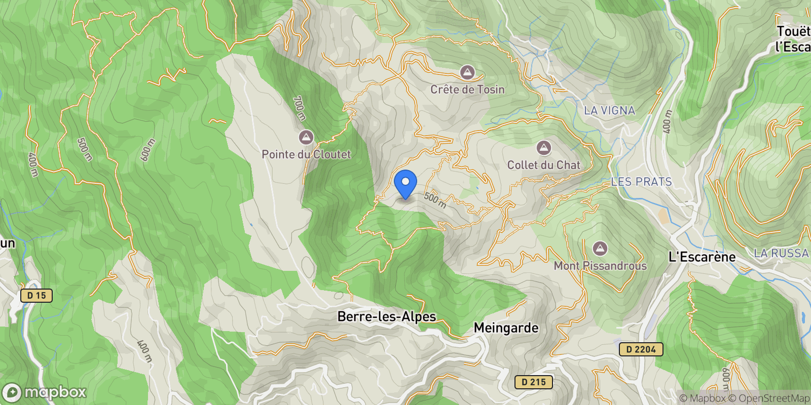 Map showing Berre-les-Alpes, Provence-Alpes-Côte d'Azur, France.