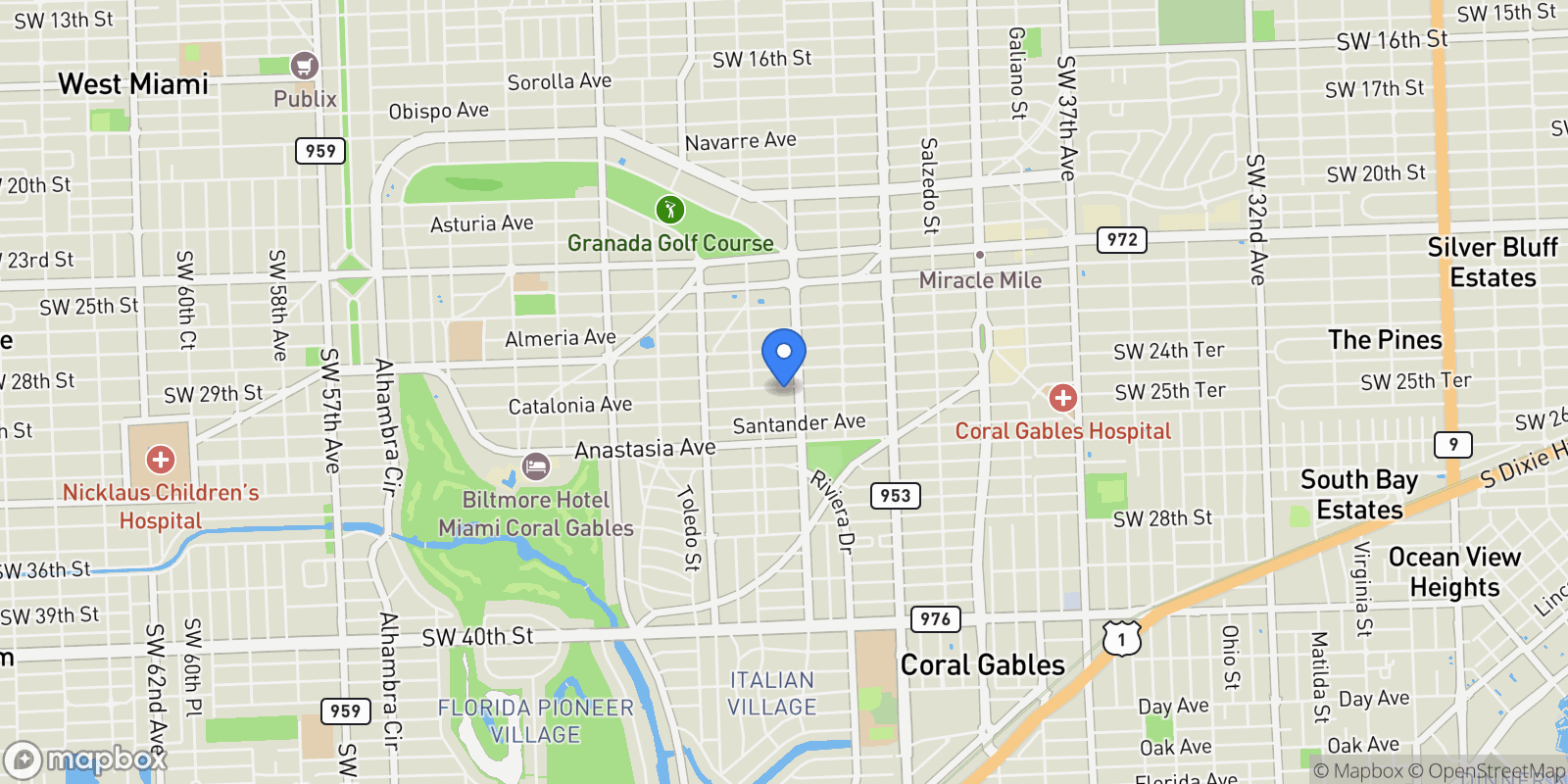 Map showing 612 Catalonia Ave , Coral Gables, FL 33134, Coral Gables, Florida, United States.