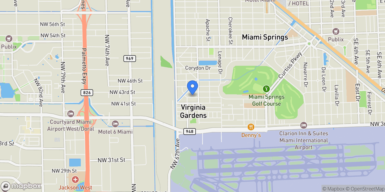 Map showing 249 Carlisle Dr , Miami Springs, FL 33166, Miami Springs, Florida, United States.