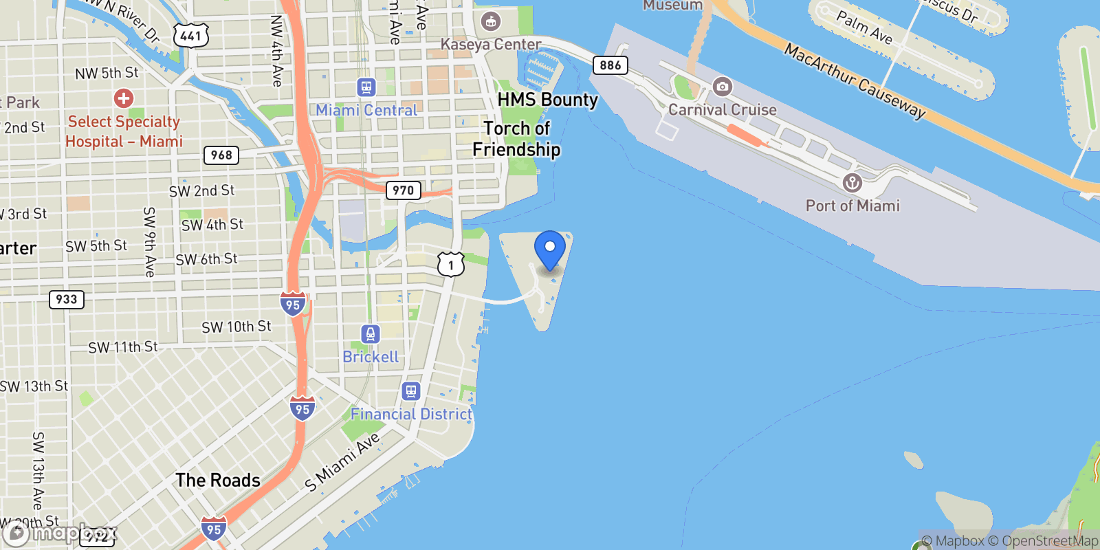 Map showing 520 Brickell Key Dr Unit# A604, Miami, FL 33131, Miami, Florida, United States.