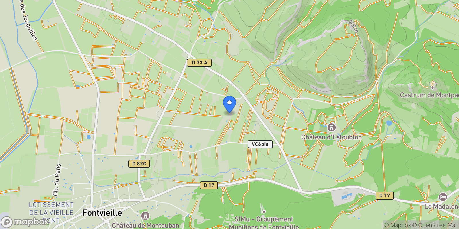 Map showing Fontvieille, Provence-Alpes-Côte d'Azur, France.