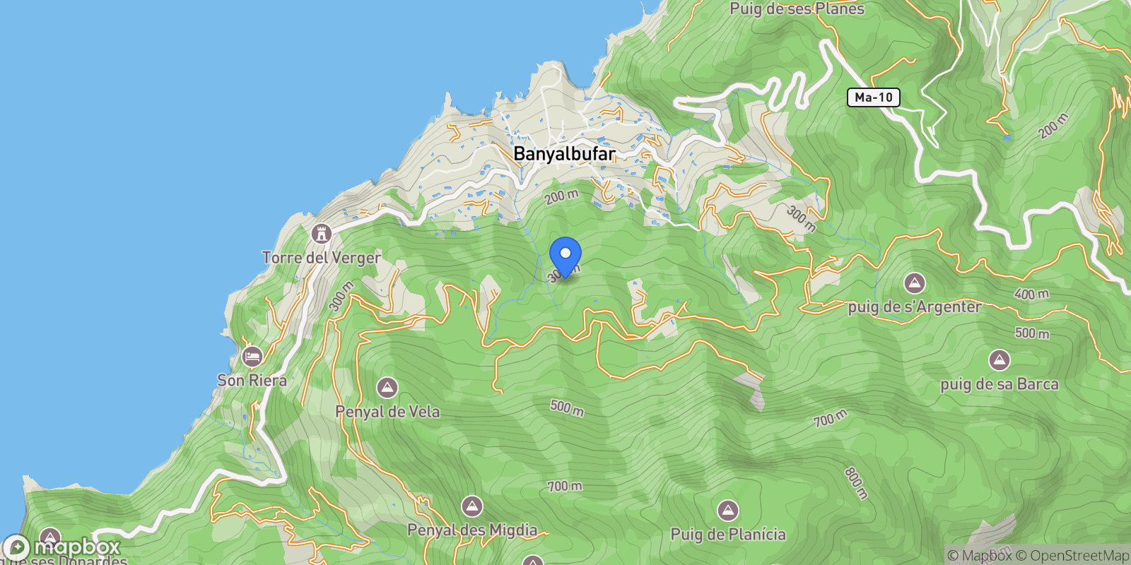 Map showing Baleares, Banyalbufar, Balearic Islands, Spain.