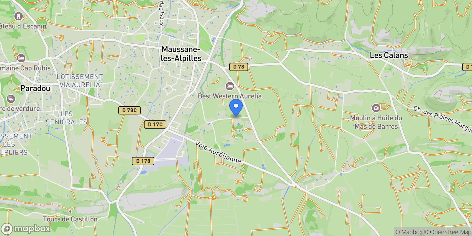 Map showing Maussane-les-Alpilles, Provence-Alpes-Côte d'Azur, France.