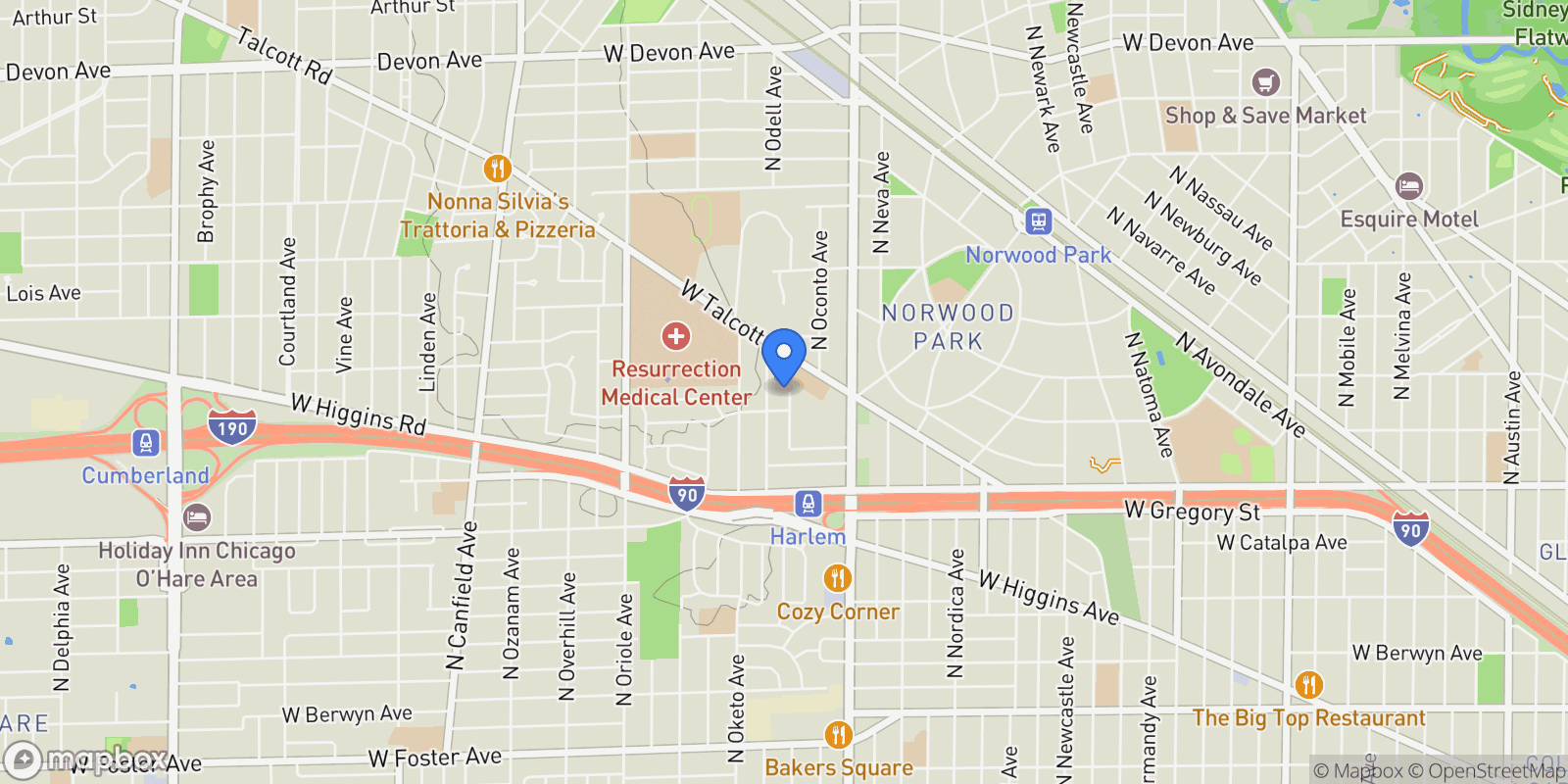 Map showing 5818 N Octavia Avenue , Chicago, IL 60631, Chicago, Illinois, United States.