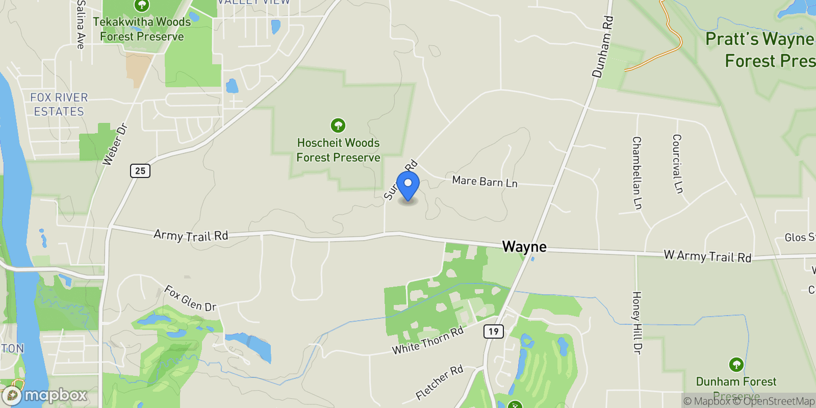 Map showing 5N847 Surrey Road , Wayne, IL 60184, Wayne, Illinois, United States.