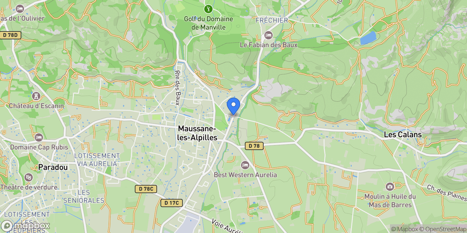 Map showing Maussane-les-Alpilles, Provence-Alpes-Côte d'Azur, France.