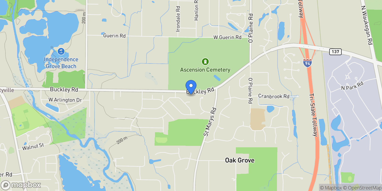 Map showing 15043 W Buckley Road , Libertyville, IL 60048, Libertyville, Illinois, United States.