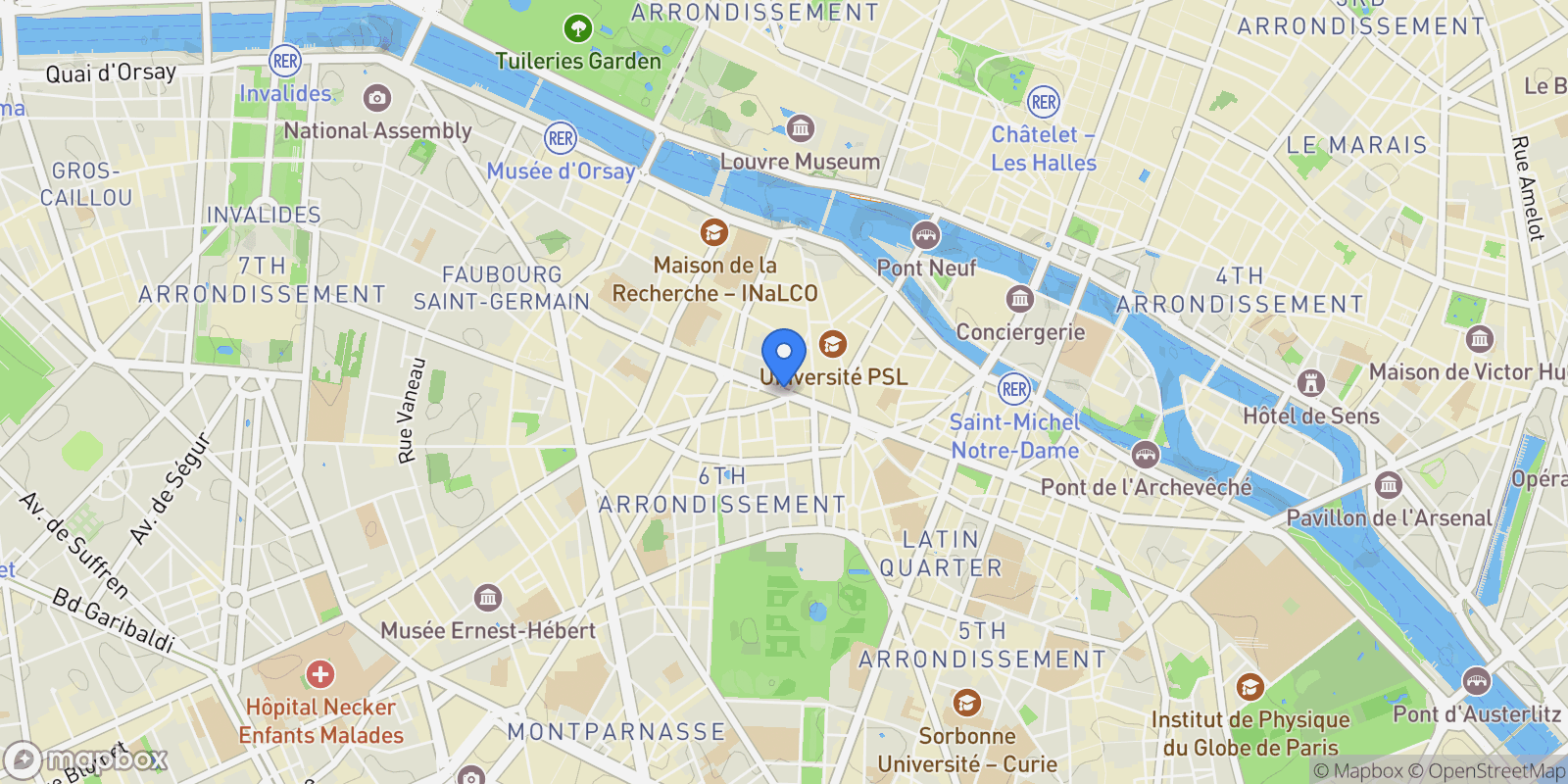 Map showing Paris, Île-de-France, France.