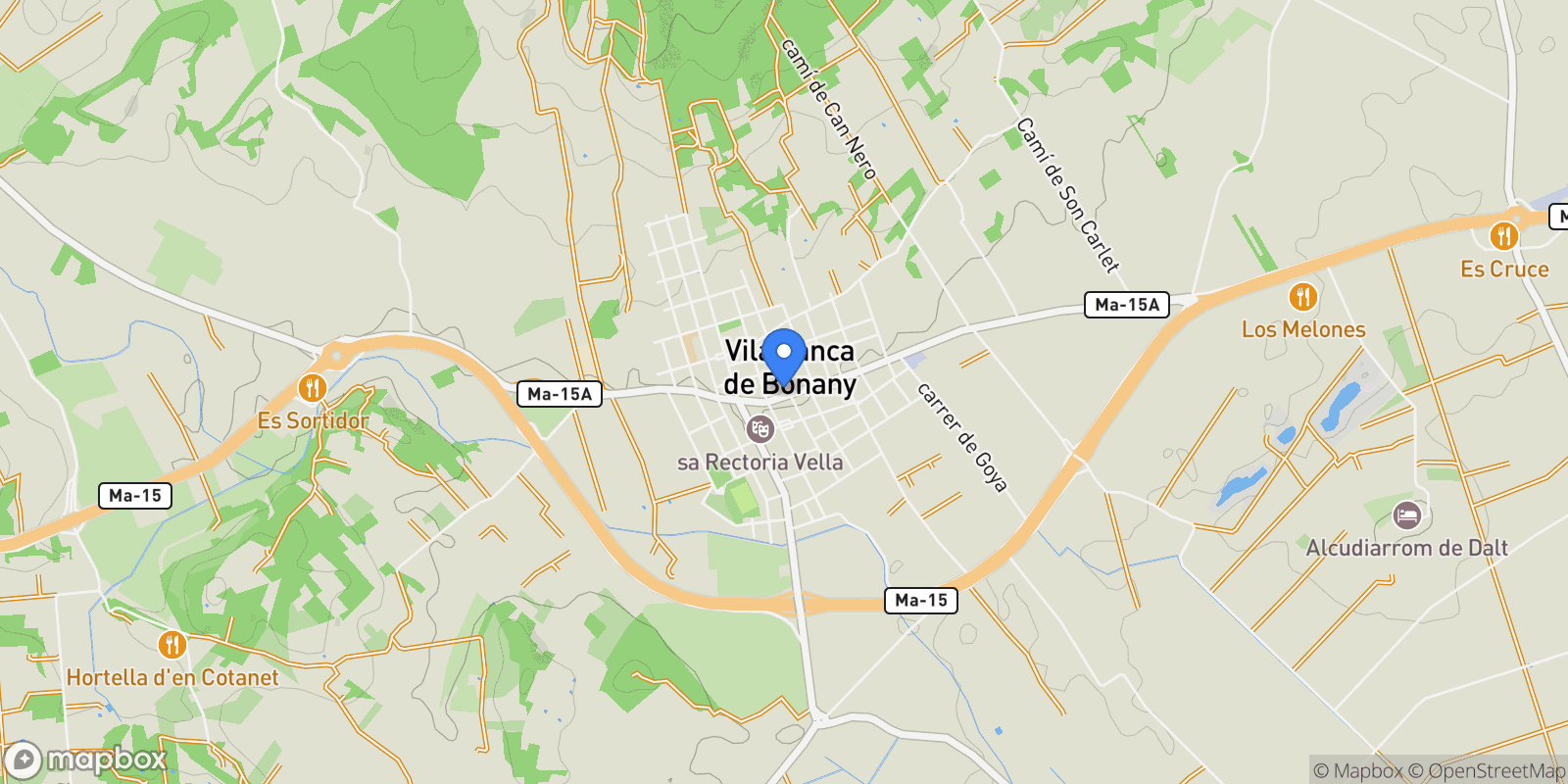 Map showing Baleares, Vilafranca de Bonany, Balearic Islands, Spain.