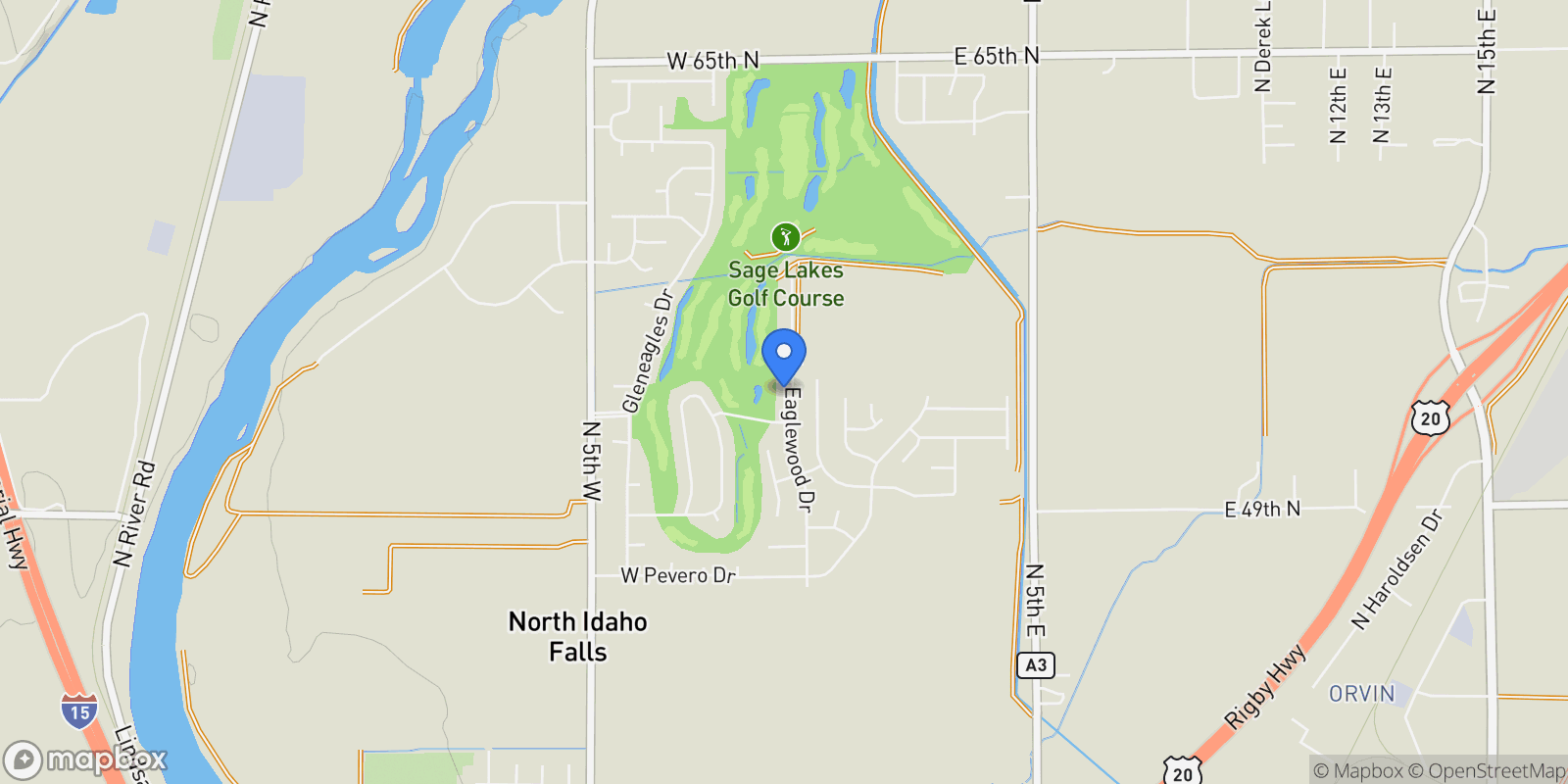 Map showing 5319 Eaglewood Drive, Idaho Falls, ID 83401, Idaho Falls, Idaho, United States.
