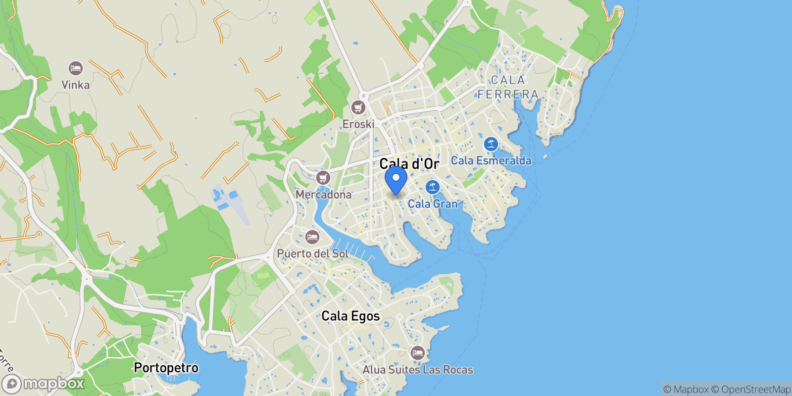 Map showing Cala d'Or, Balearic Islands, Spain, Cala d'Or, Santanyi, Balearic Islands.