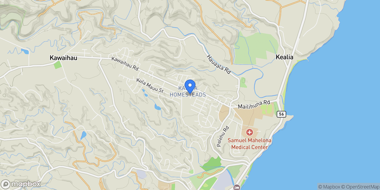 Map showing 5225 Ua Rd, Kapaa, HI 96746, KapaÊ»a, Hawaii, United States.