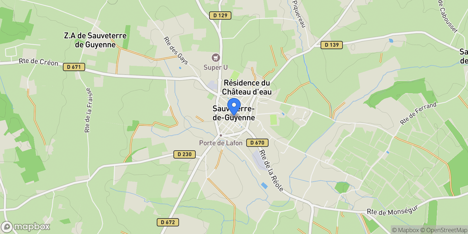 Map showing Gironde, Sauveterre-de-Guyenne, Nouvelle-Aquitaine, France.