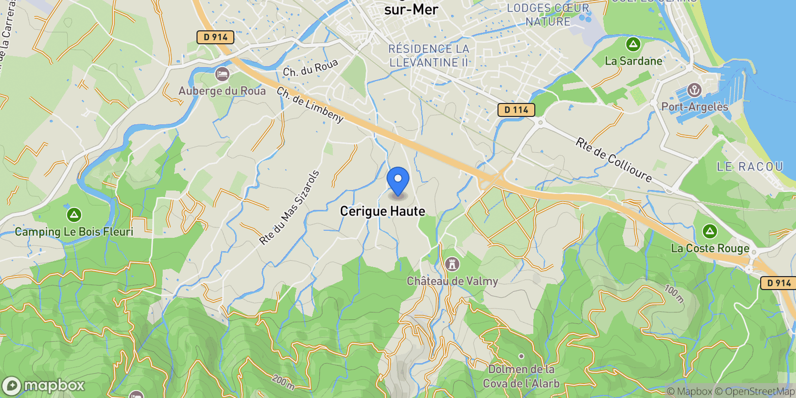 Map showing Argelès-sur-Mer, Occitanie, France.
