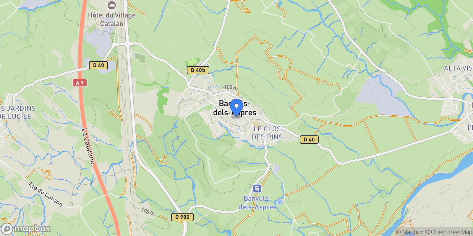 Map showing Banyuls-dels-Aspres, Occitanie, France.