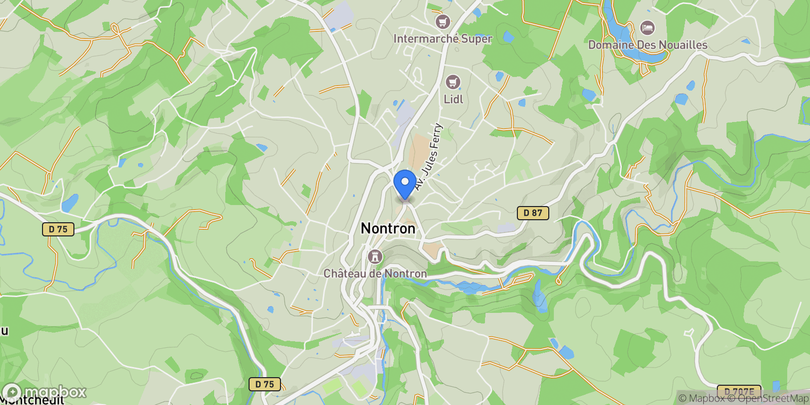 Map showing Dordogne, Nontron, Nouvelle-Aquitaine, France.