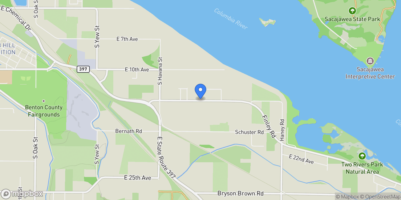 Map showing 205505 E Finley Rd, Kennewick, WA 99337, Kennewick, Washington, United States.