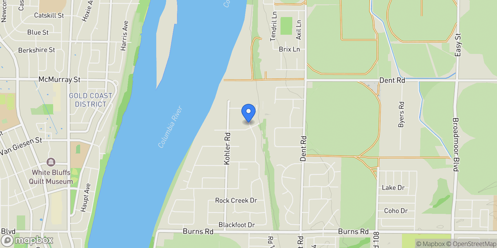 Map showing 7515 Sandy Ridge Road, Pasco, WA 99301, Pasco, Washington, United States.