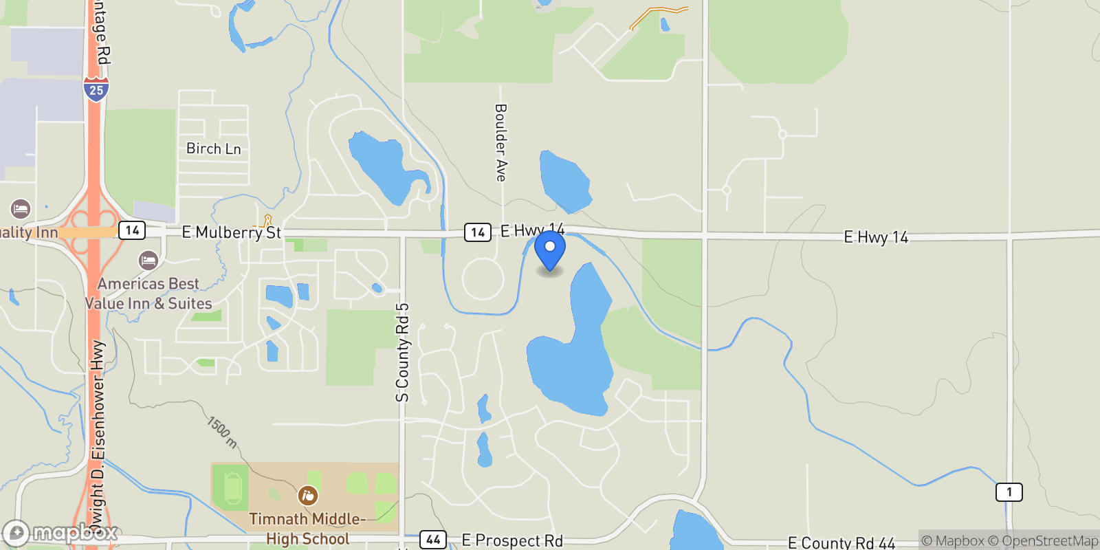 Map showing 5513 E Highway 14, Fort Collins, Colorado, United States.